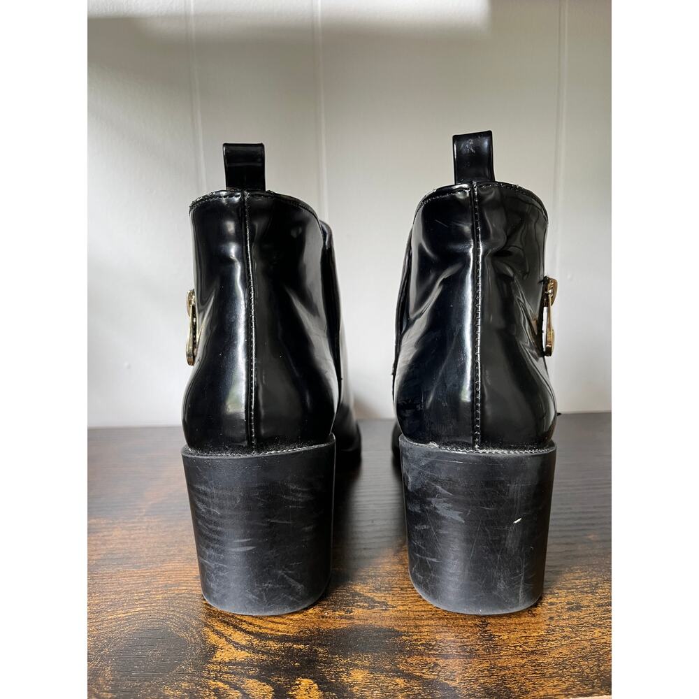 Zara Two Toned Ankle Boots EU 40 US 9 Brown Black‎ Zipper Moto Stacked Heel - Picture 8 of 14